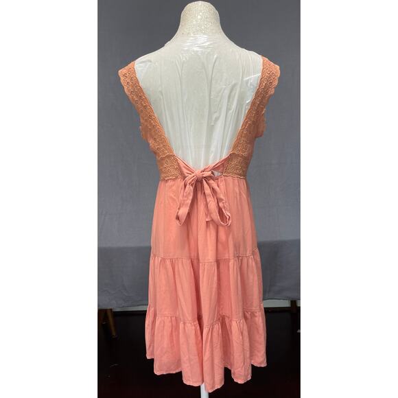 Entra peach tiered sundress sz S boho chic breezy feminine summer beachy - Picture 2 of 4
